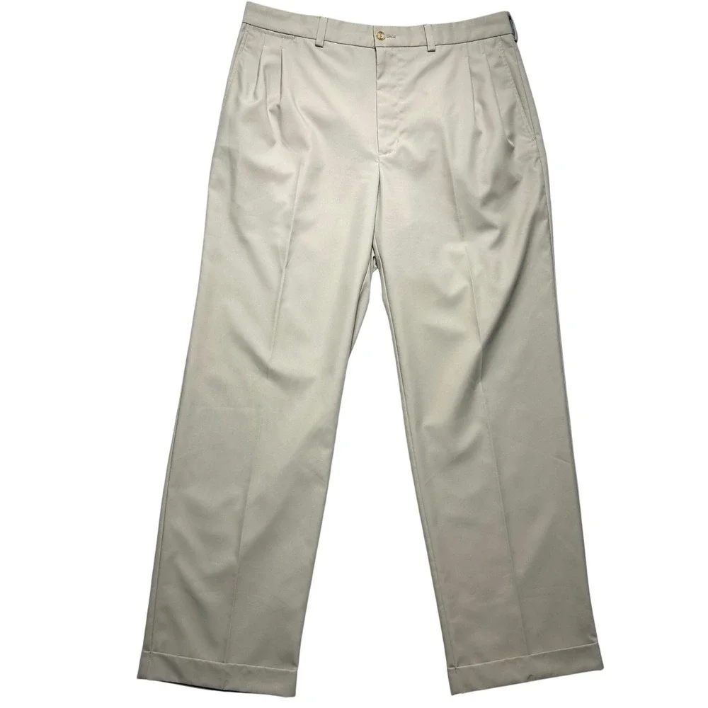 Callaway Golf Pants Pleated Mens 36x32 Khaki Tan‎ Performance Cuffed Classic